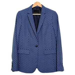Banana Republic Womens Blue Patterned Blazer Size 6 Business Casual